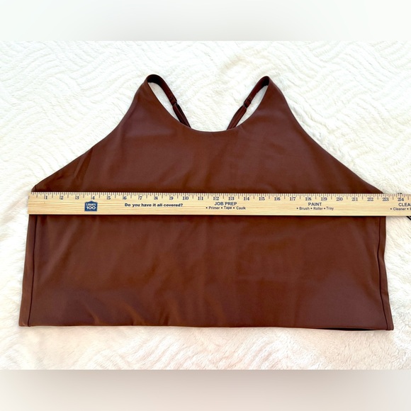 Girlfriend Collective NWT Topanga Halter Bra Sz 6XL Criss Cross Strap in Cafe - Picture 8 of 11